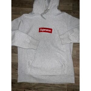 Supreme Box Logo Hoodie Light Grey Pullover Hooded Sweatshirt Size Large FW16
